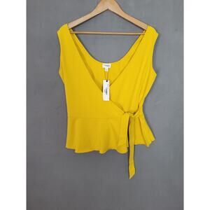 TEREA Women's Kiara Peplum Surplice Tank Top Lemon Curry Size Large